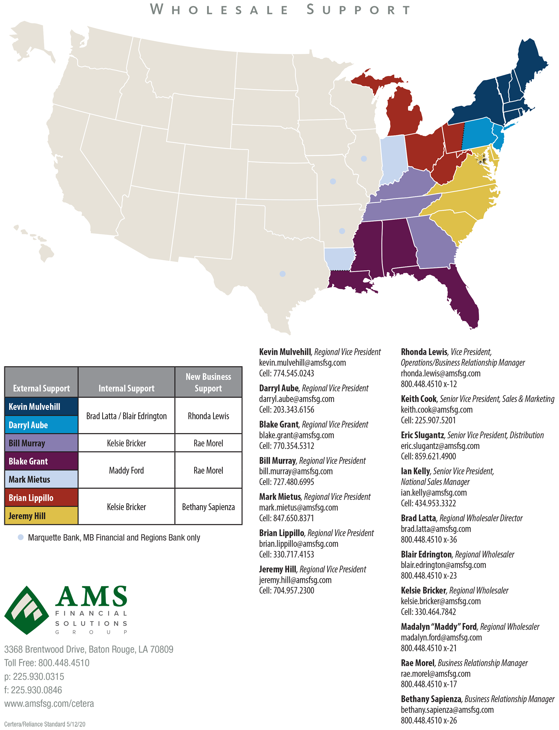 Wholesaler Map AMS Financial Solutions Group